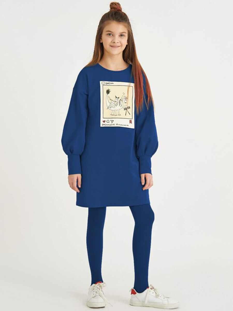 Платье Смена, размер 134 (64), цвет синий 31072 - фото 4