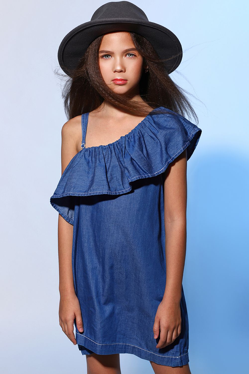 Платье Y-clu', размер 128, цвет синий - фото 1