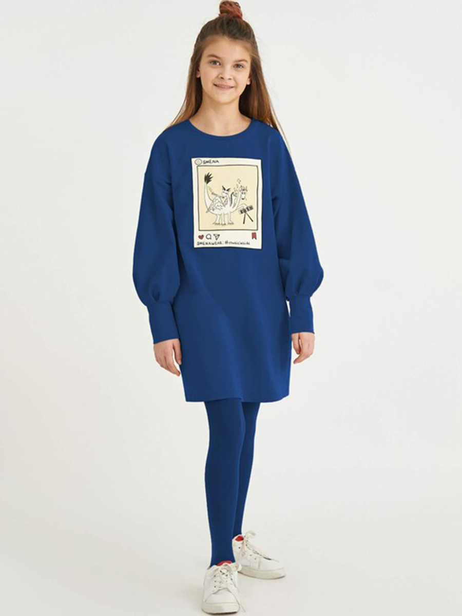 Платье Смена, размер 134 (64), цвет синий 31072 - фото 2