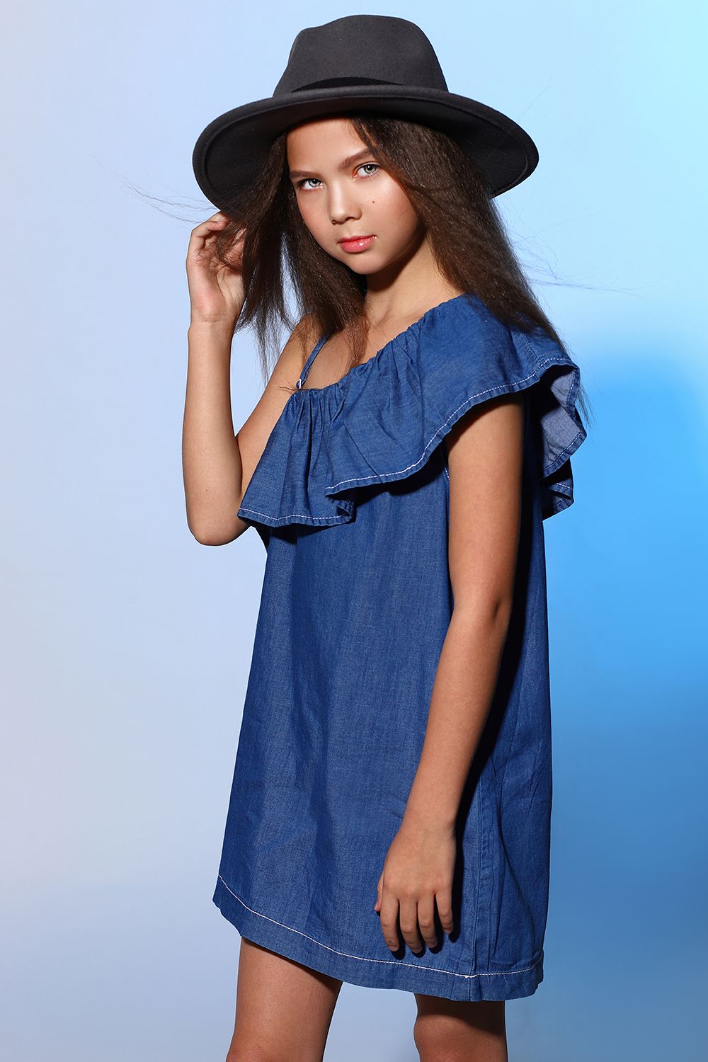 Платье Y-clu', размер 128, цвет синий - фото 3